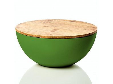 Bamboo Fibre Large Salad Bowl Mixing Bowl & Storage Set of 3 with Wooden Lids