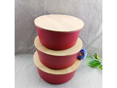 2025 Eco dishwasher safe round shape bamboo fiber lunch box seal with bamboo lid