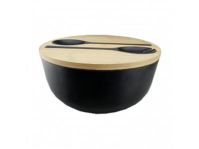 Bamboo Fiber Serving Bowl  with Utensils & Lids,